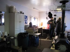 The kitchen and cooking area of the main cabin.